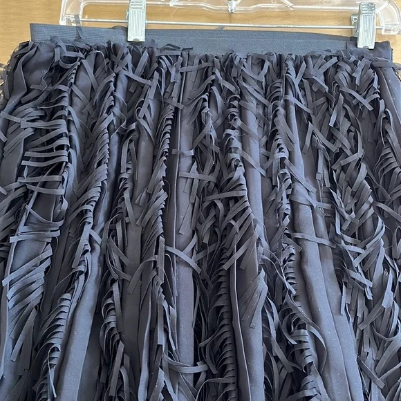 Black Fringed Midi Skirt - Picture 3 of 3